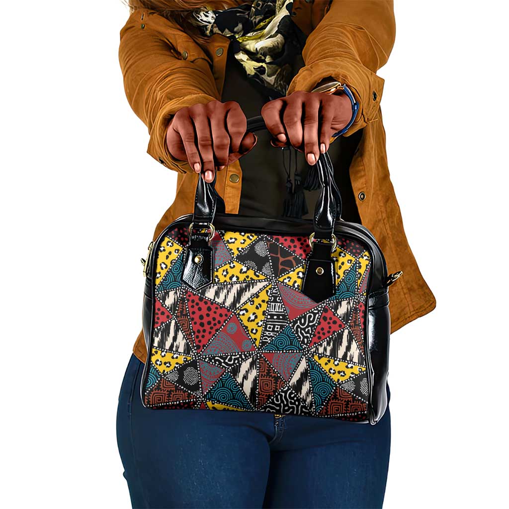 African Wild Animal Skins Shoulder Handbag Triangles Pattern Afro Pattern Style - African Pride