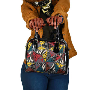 African Wild Animal Skins Shoulder Handbag Triangles Pattern Afro Pattern Style - African Pride