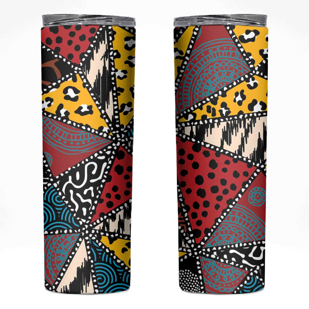 African Wild Animal Skins Skinny Tumbler Triangles Pattern Afro Pattern Style - African Pride