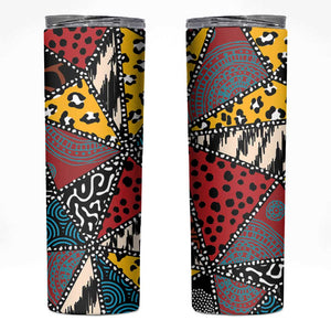 African Wild Animal Skins Skinny Tumbler Triangles Pattern Afro Pattern Style - African Pride