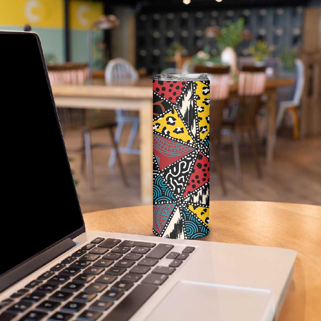 African Wild Animal Skins Skinny Tumbler Triangles Pattern Afro Pattern Style - African Pride