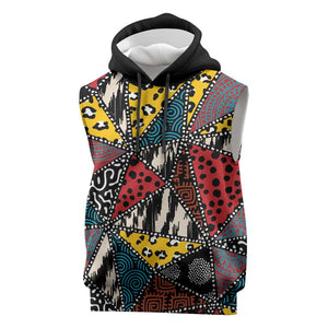African Wild Animal Skins Sleeveless Hoodie Triangles Pattern Afro Pattern Style - African Pride