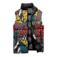 African Wild Animal Skins Sleeveless Puffer Jacket Triangles Pattern Afro Pattern Style