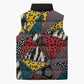 African Wild Animal Skins Sleeveless Puffer Jacket Triangles Pattern Afro Pattern Style