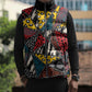 African Wild Animal Skins Sleeveless Puffer Jacket Triangles Pattern Afro Pattern Style
