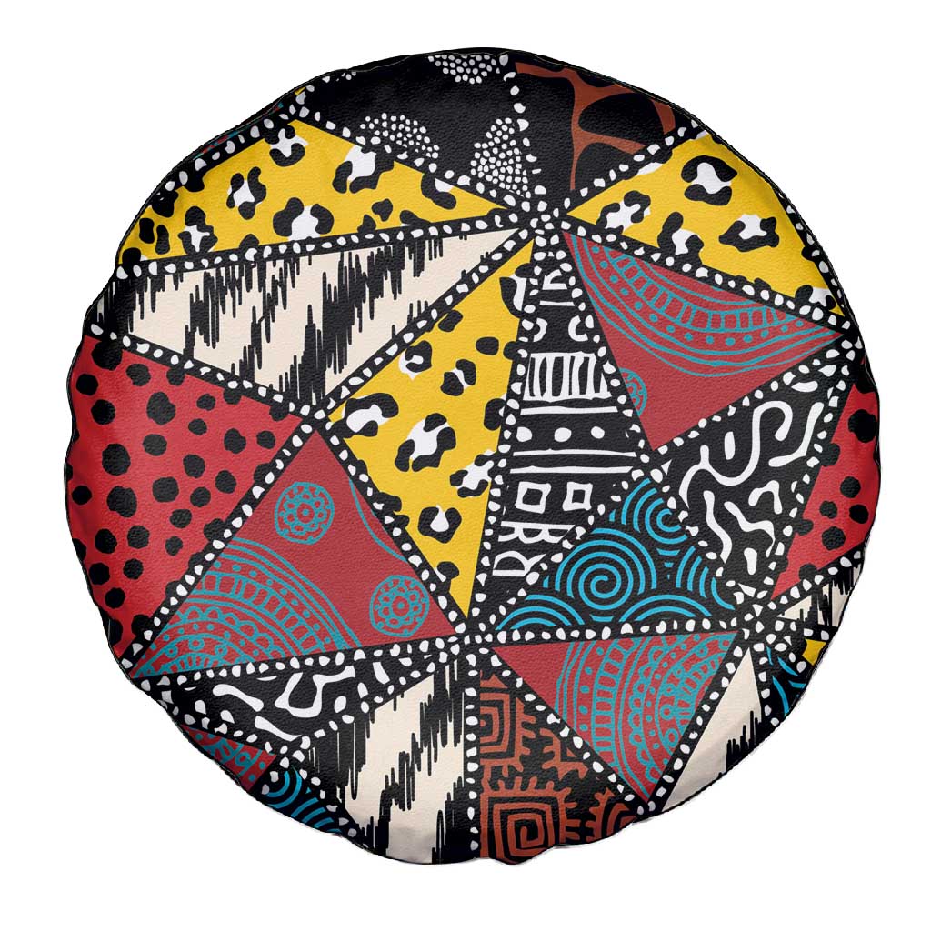African Wild Animal Skins Spare Tire Cover Triangles Pattern Afro Pattern Style - African Pride