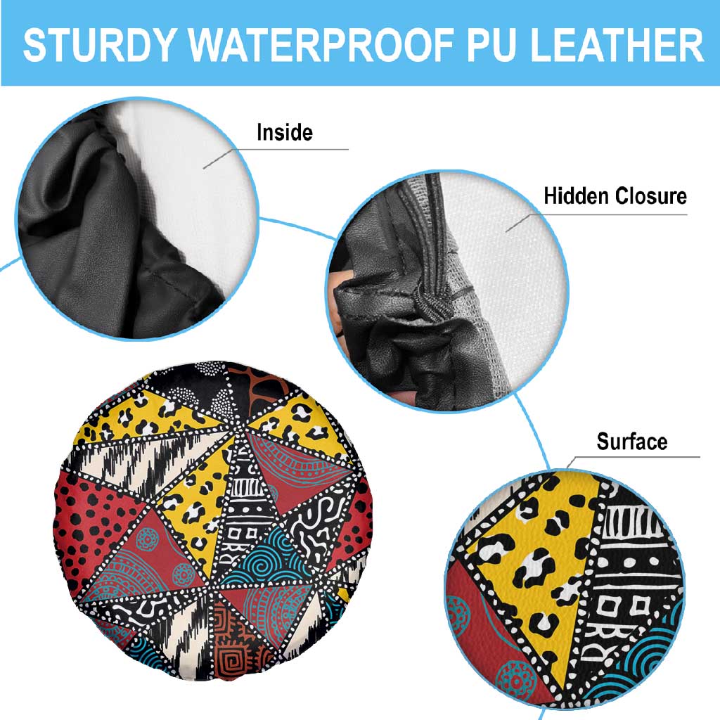 African Wild Animal Skins Spare Tire Cover Triangles Pattern Afro Pattern Style - African Pride