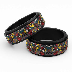 African Wild Animal Skins Spinner Ring Triangles Pattern Afro Pattern Style - African Pride