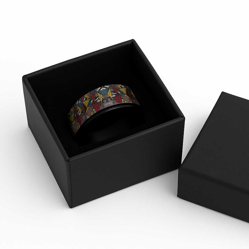 African Wild Animal Skins Spinner Ring Triangles Pattern Afro Pattern Style - African Pride