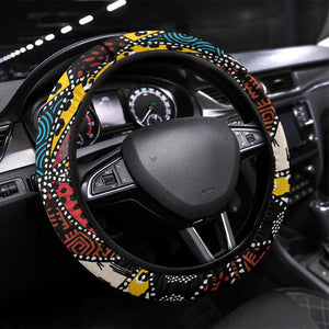 African Wild Animal Skins Steering Wheel Cover Triangles Pattern Afro Pattern Style - African Pride