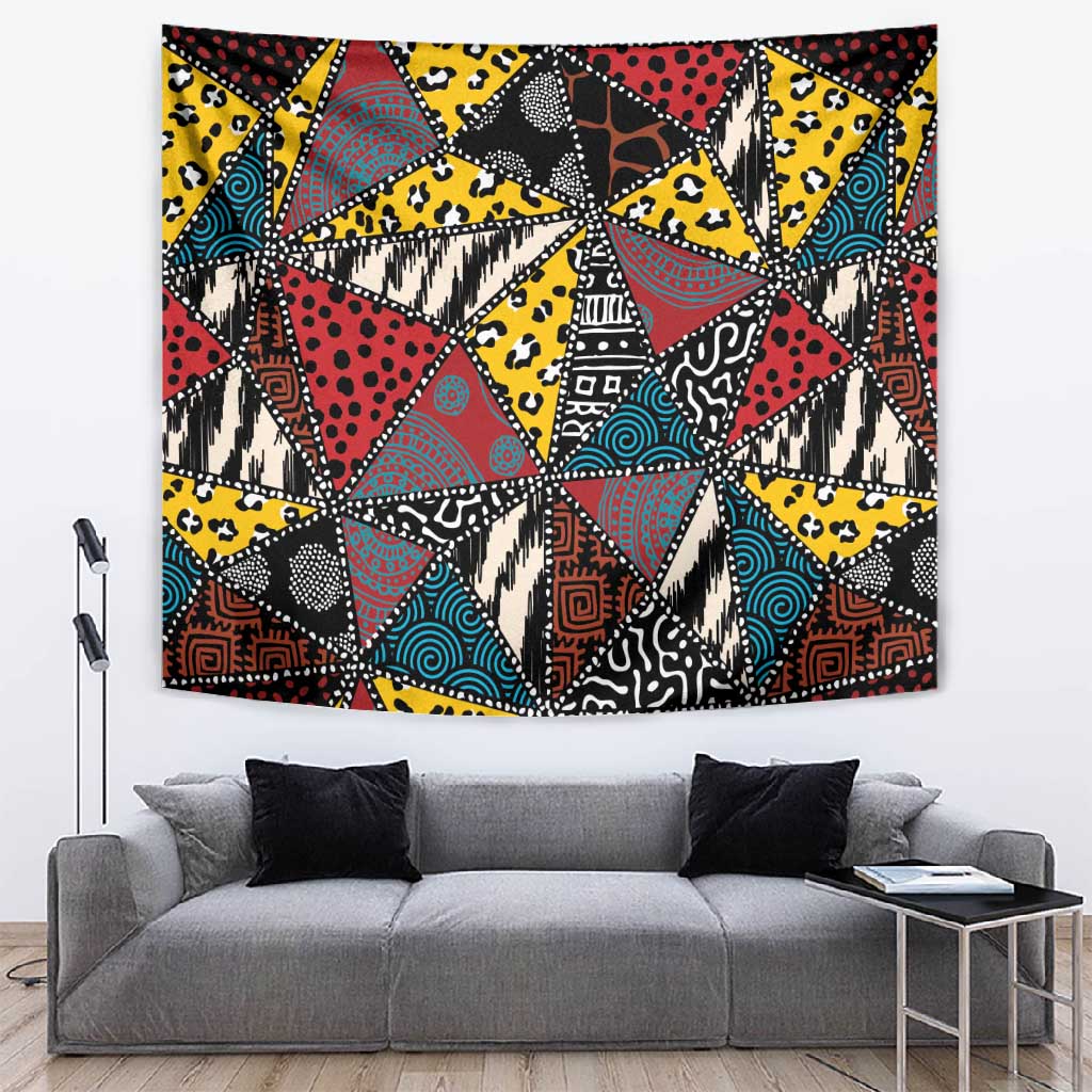 African Wild Animal Skins Tapestry Triangles Pattern Afro Pattern Style - African Pride