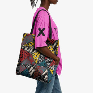 African Wild Animal Skins Tote Bag Triangles Pattern Afro Pattern Style