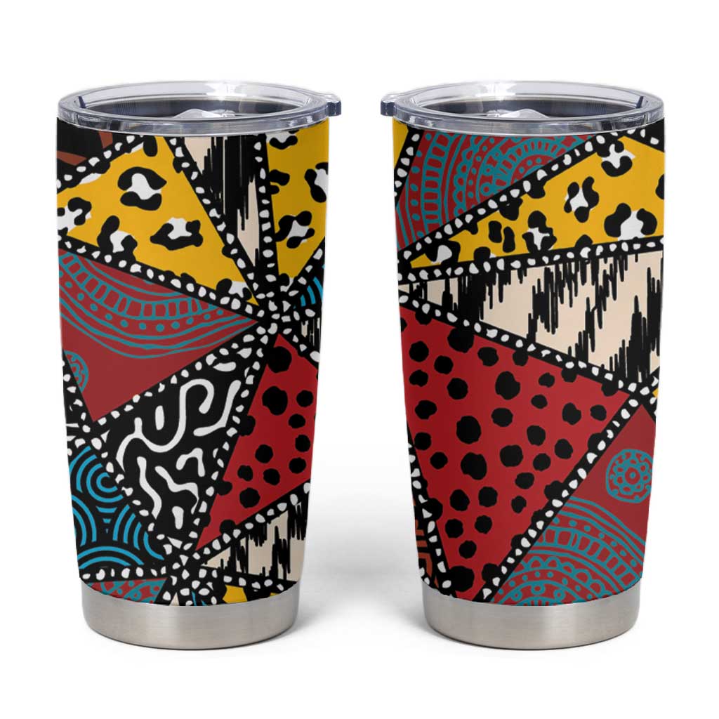 African Wild Animal Skins Tumbler Cup Triangles Pattern Afro Pattern Style - African Pride