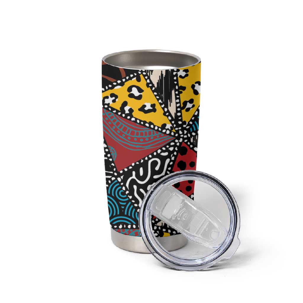 African Wild Animal Skins Tumbler Cup Triangles Pattern Afro Pattern Style - African Pride