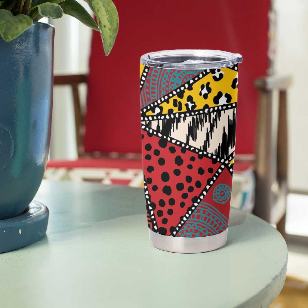 African Wild Animal Skins Tumbler Cup Triangles Pattern Afro Pattern Style - African Pride