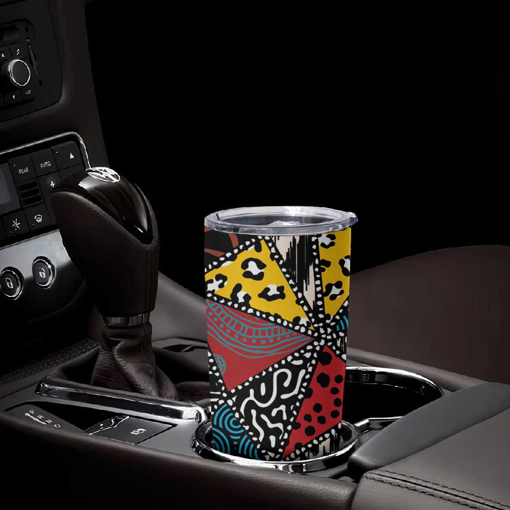 African Wild Animal Skins Tumbler Cup Triangles Pattern Afro Pattern Style - African Pride