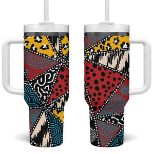 African Wild Animal Skins Tumbler With Handle Triangles Pattern Afro Pattern Style - African Pride