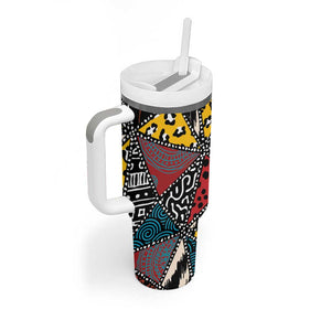 African Wild Animal Skins Tumbler With Handle Triangles Pattern Afro Pattern Style - African Pride