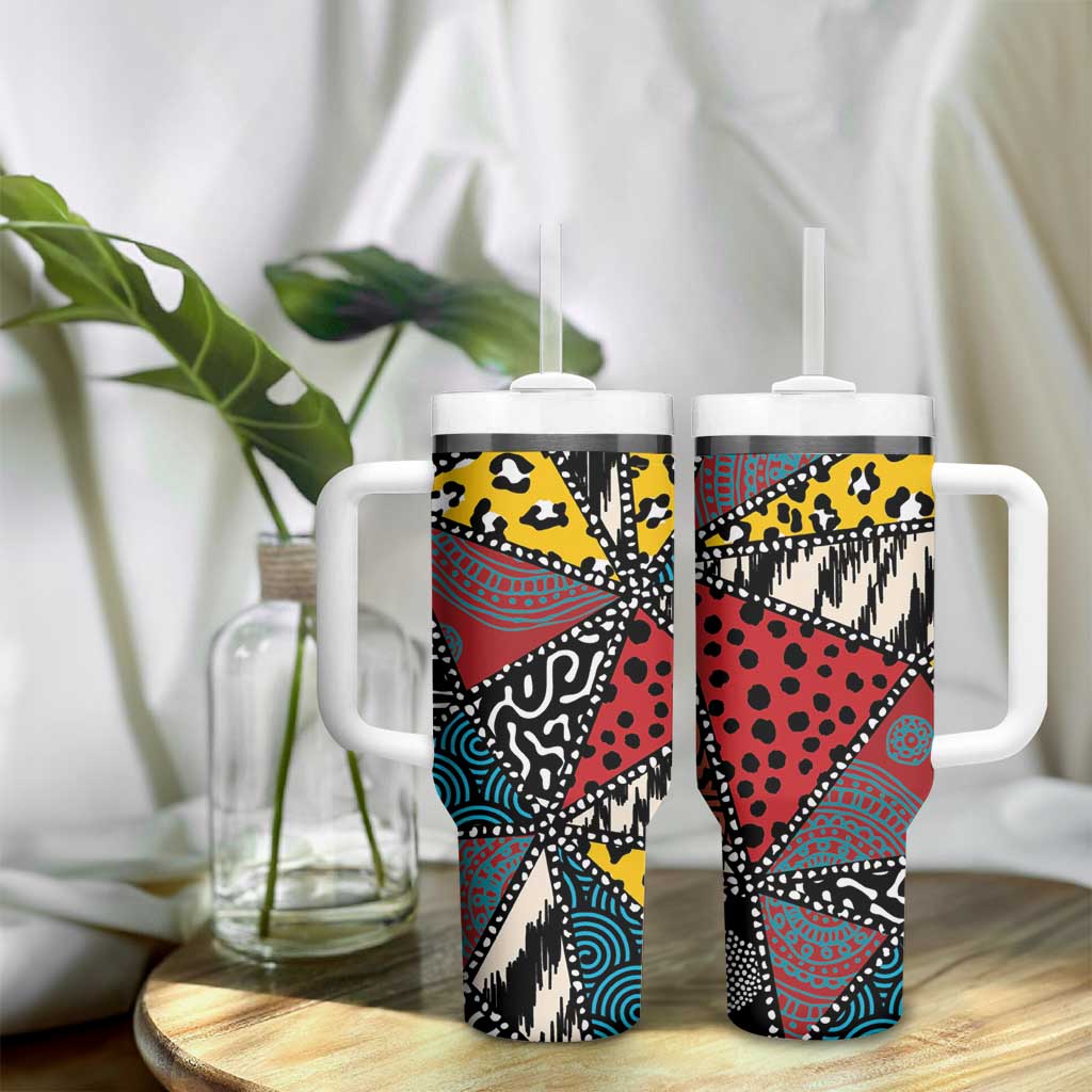 African Wild Animal Skins Tumbler With Handle Triangles Pattern Afro Pattern Style - African Pride