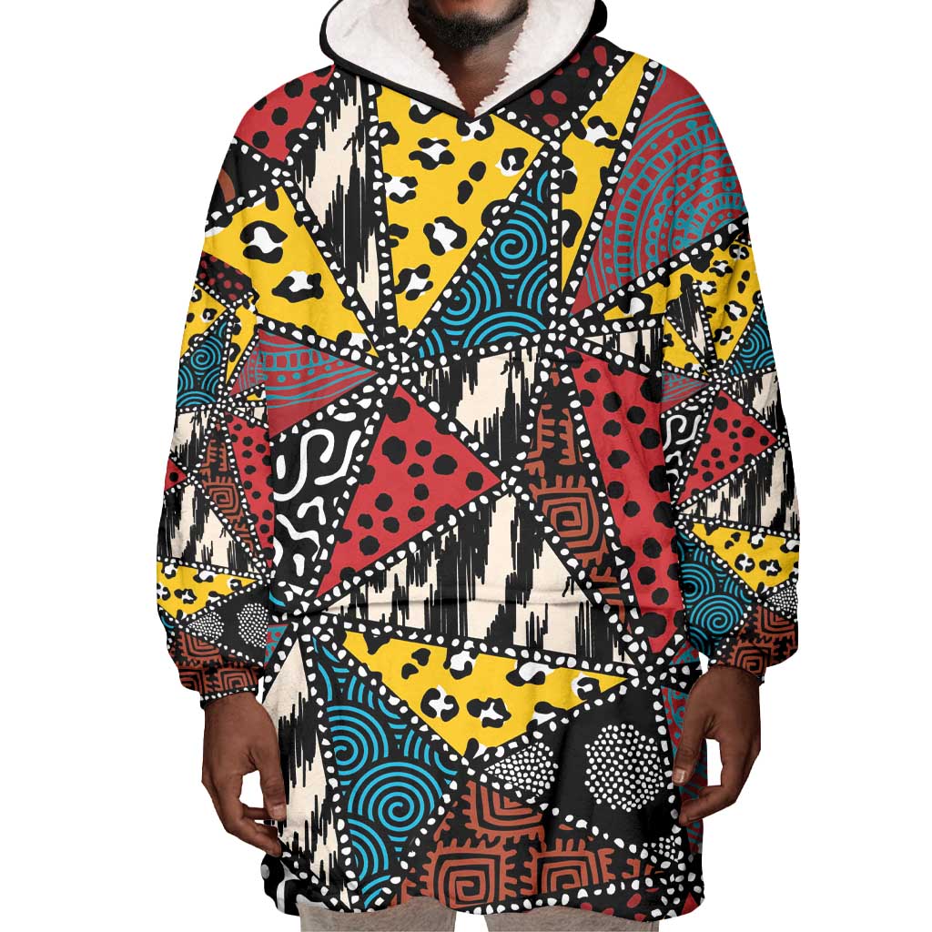 African Wild Animal Skins Wearable Blanket Hoodie Triangles Pattern Afro Pattern Style - African Pride