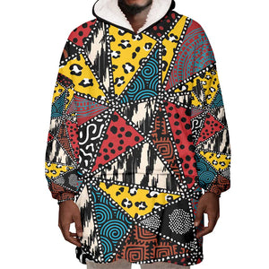 African Wild Animal Skins Wearable Blanket Hoodie Triangles Pattern Afro Pattern Style - African Pride