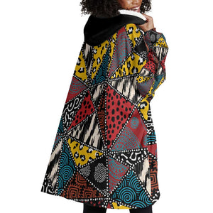 African Wild Animal Skins Wearable Blanket Hoodie Triangles Pattern Afro Pattern Style - African Pride