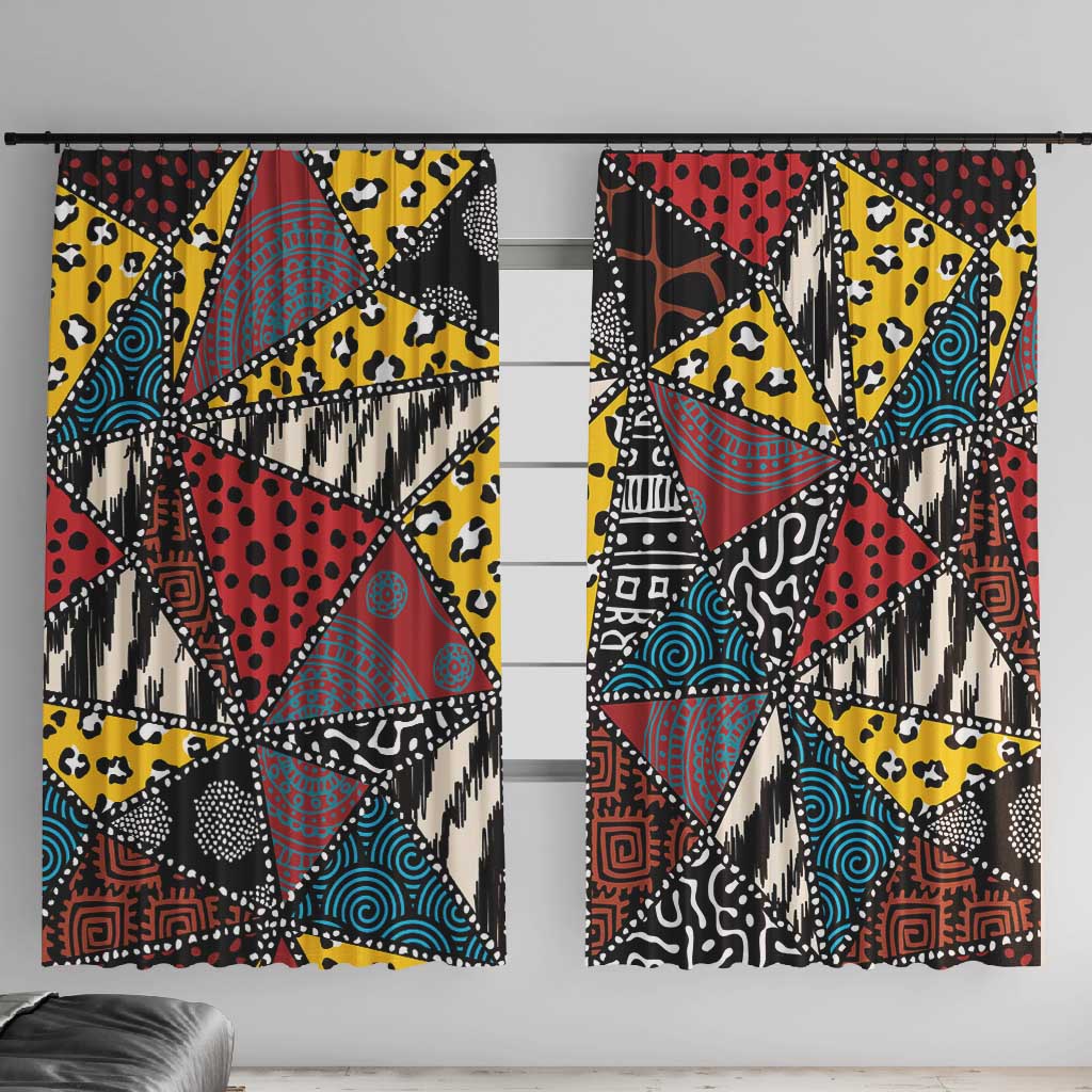 African Wild Animal Skins Window Curtain Triangles Pattern Afro Pattern Style - African Pride