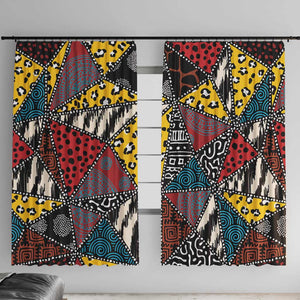 African Wild Animal Skins Window Curtain Triangles Pattern Afro Pattern Style - African Pride