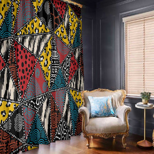 African Wild Animal Skins Window Curtain Triangles Pattern Afro Pattern Style - African Pride