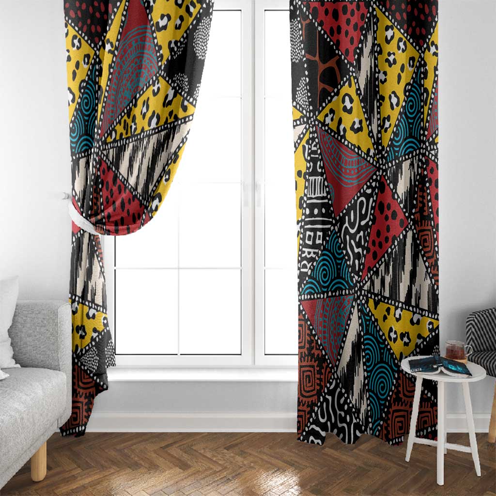 African Wild Animal Skins Window Curtain Triangles Pattern Afro Pattern Style - African Pride