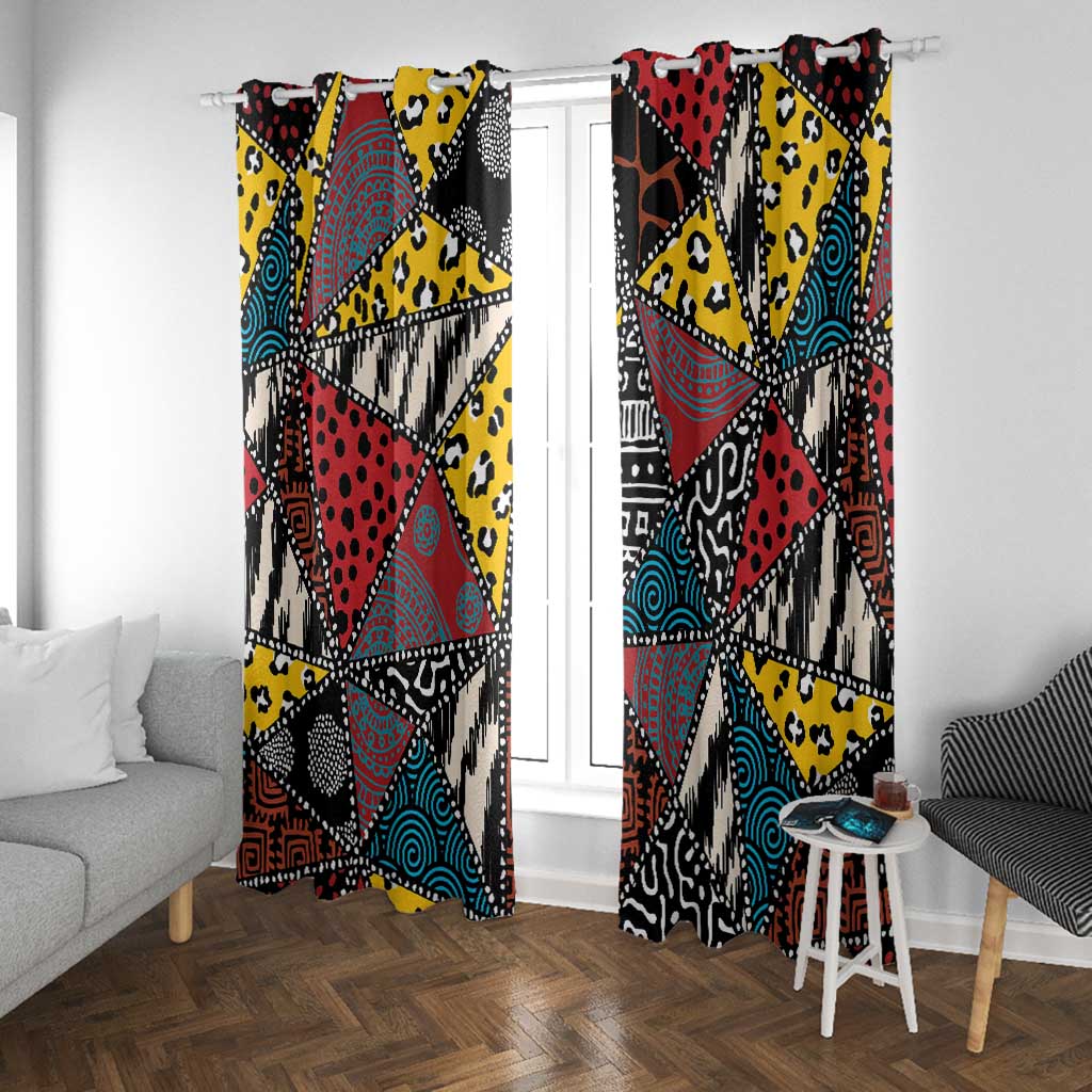 African Wild Animal Skins Window Curtain Triangles Pattern Afro Pattern Style - African Pride