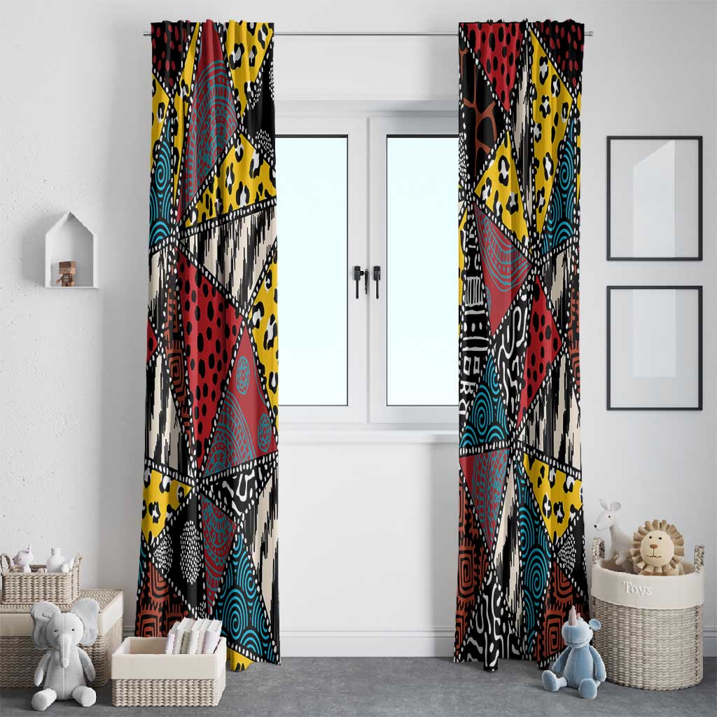 African Wild Animal Skins Window Curtain Triangles Pattern Afro Pattern Style - African Pride
