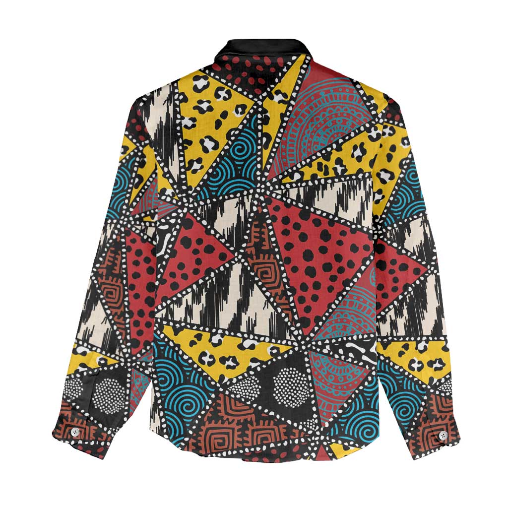 African Wild Animal Skins Women Casual Shirt Triangles Pattern Afro Pattern Style - African Pride