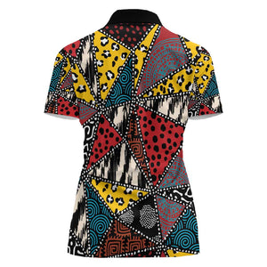 African Wild Animal Skins Women Polo Shirt Triangles Pattern Afro Pattern Style - African Pride