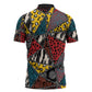 African Wild Animal Skins Zipper Polo Shirt Triangles Pattern Afro Pattern Style