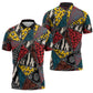 African Wild Animal Skins Zipper Polo Shirt Triangles Pattern Afro Pattern Style