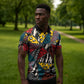 African Wild Animal Skins Zipper Polo Shirt Triangles Pattern Afro Pattern Style