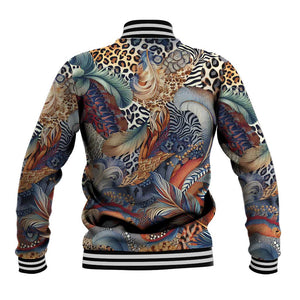 African Wild Animal Skins Baseball Jacket Unique Leopard Zebra And Snake Patterns - African Pride