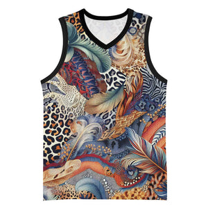 African Wild Animal Skins Basketball Jersey Unique Leopard Zebra And Snake Patterns - African Pride