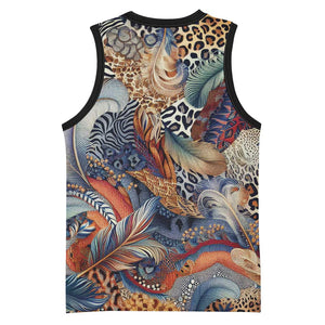 African Wild Animal Skins Basketball Jersey Unique Leopard Zebra And Snake Patterns - African Pride