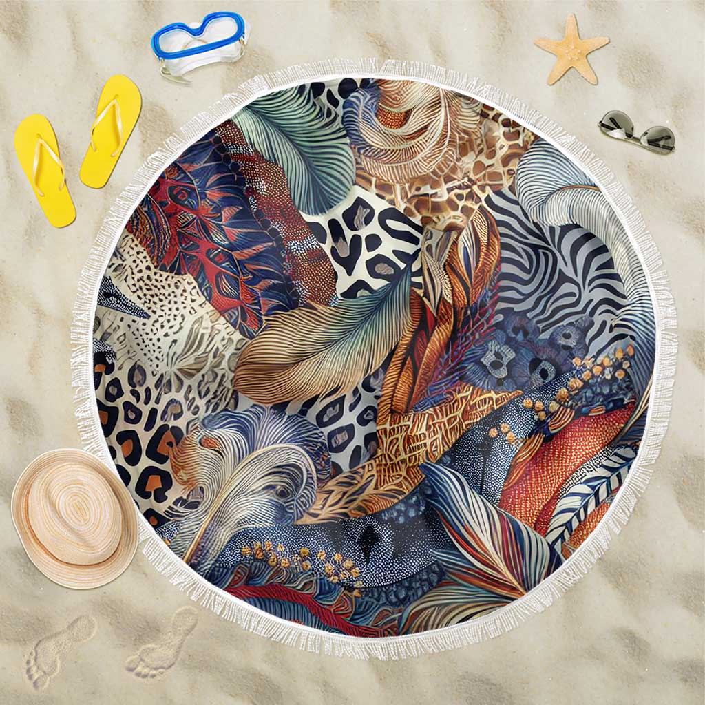 African Wild Animal Skins Beach Blanket Unique Leopard Zebra And Snake Patterns - African Pride
