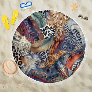 African Wild Animal Skins Beach Blanket Unique Leopard Zebra And Snake Patterns - African Pride