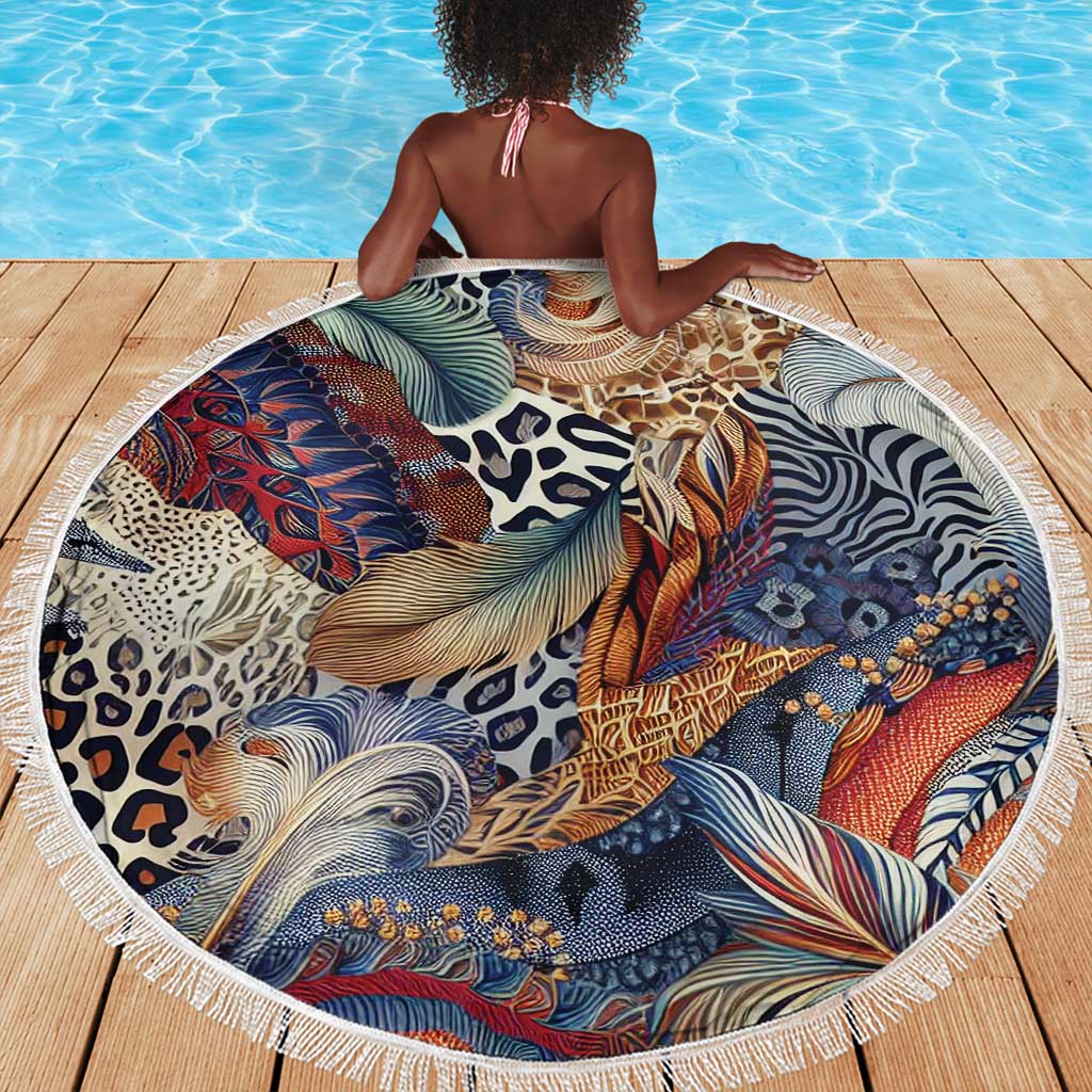 African Wild Animal Skins Beach Blanket Unique Leopard Zebra And Snake Patterns - African Pride