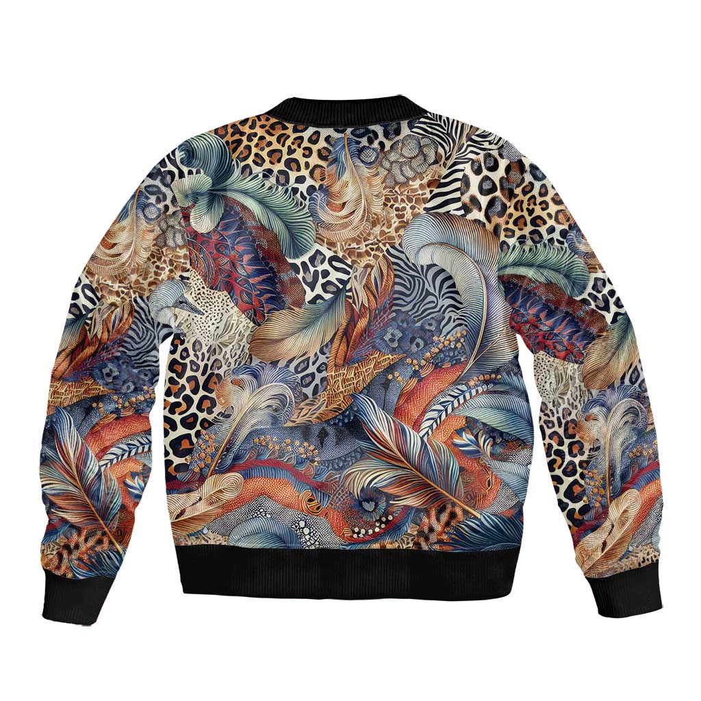African Wild Animal Skins Bomber Jacket Unique Leopard Zebra And Snake Patterns - African Pride