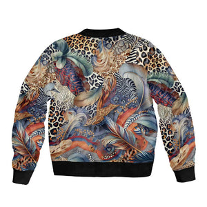 African Wild Animal Skins Bomber Jacket Unique Leopard Zebra And Snake Patterns - African Pride