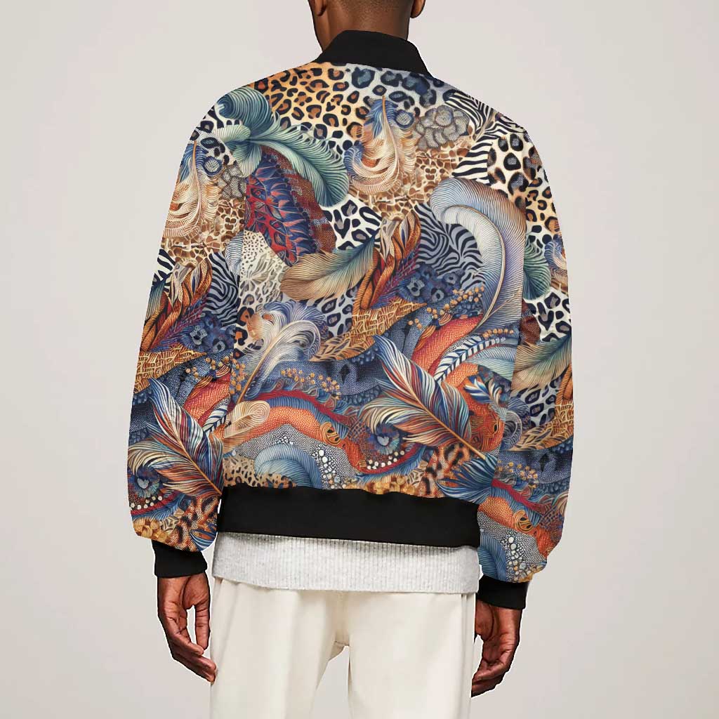 African Wild Animal Skins Bomber Jacket Unique Leopard Zebra And Snake Patterns - African Pride