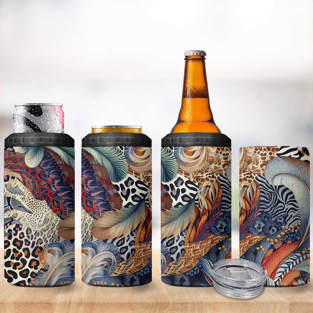 African Wild Animal Skins 4 in 1 Can Cooler Tumbler Unique Leopard Zebra And Snake Patterns - African Pride