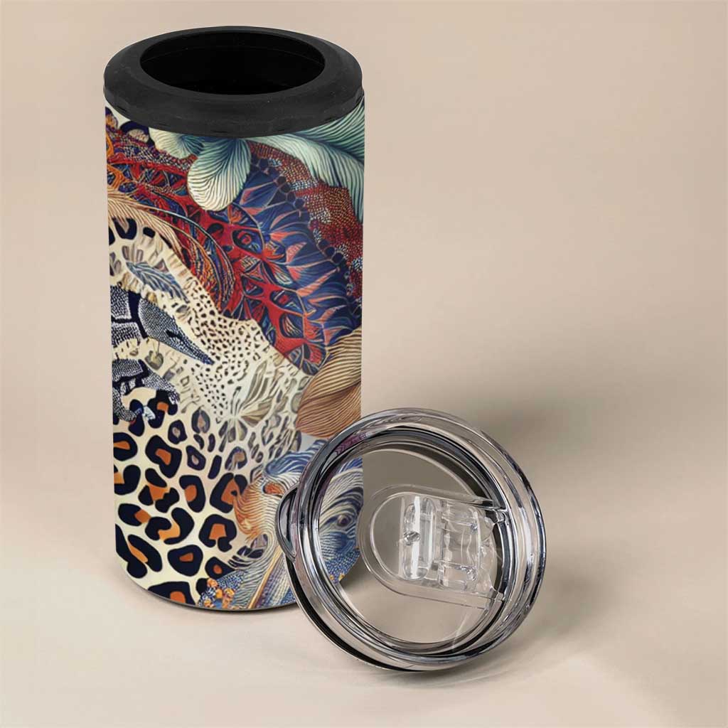 African Wild Animal Skins 4 in 1 Can Cooler Tumbler Unique Leopard Zebra And Snake Patterns - African Pride