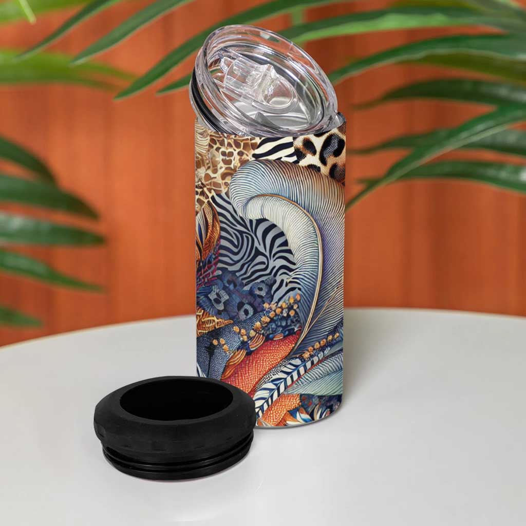 African Wild Animal Skins 4 in 1 Can Cooler Tumbler Unique Leopard Zebra And Snake Patterns - African Pride