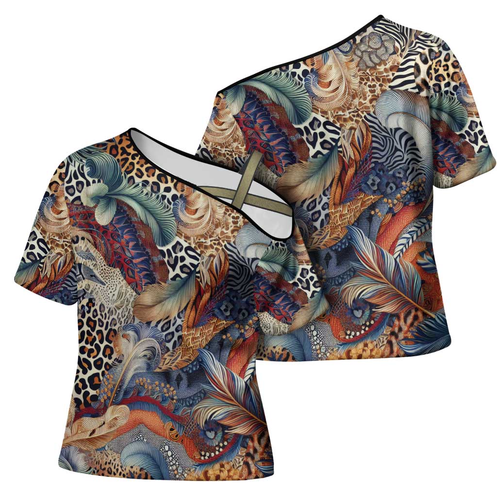 African Wild Animal Skins Cross Shoulder Shirt Unique Leopard Zebra And Snake Patterns
